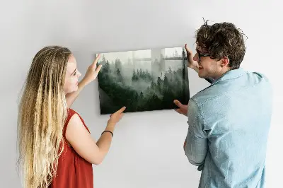 Ködös erdő mintás fali mágneses tábla