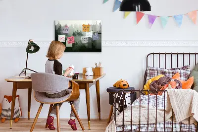 Ködös erdő mintás fali mágneses tábla