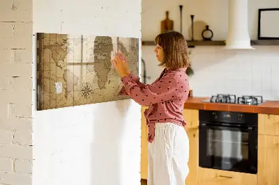 Vintage világtérkép mintás fali mágneses tábla