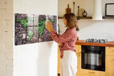Mágneses fali világtérkép téglamintával