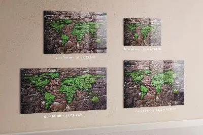 Mágneses fali világtérkép téglamintával