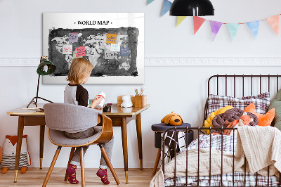 Mágneses tábla mágnesekkel Retro világtérkép