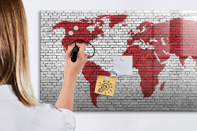 Mágneses rajztábla Téglafal világtérkép