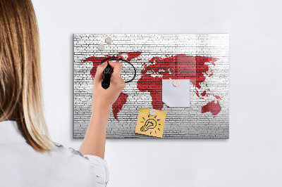 Mágneses rajztábla Téglafal világtérkép