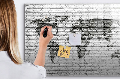 Mágneses írótábla Téglafal világtérkép