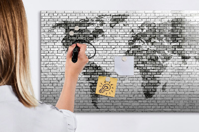 Mágneses írótábla Téglafal világtérkép