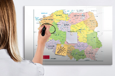 Mágneses tábla markerrel Lengyelország térképe