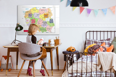 Mágneses tábla markerrel Lengyelország térképe