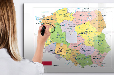 Mágneses tábla markerrel Lengyelország térképe