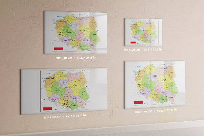 Írható mágneses tábla Lengyelország térképe