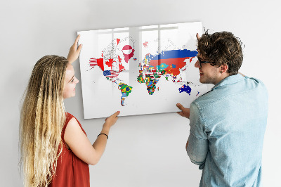 Mágneses írótábla Nemzeti zászlók térképe