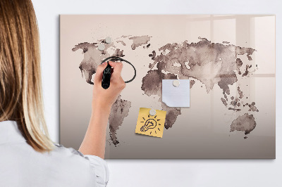 Törölhető tábla Akvarell világtérkép