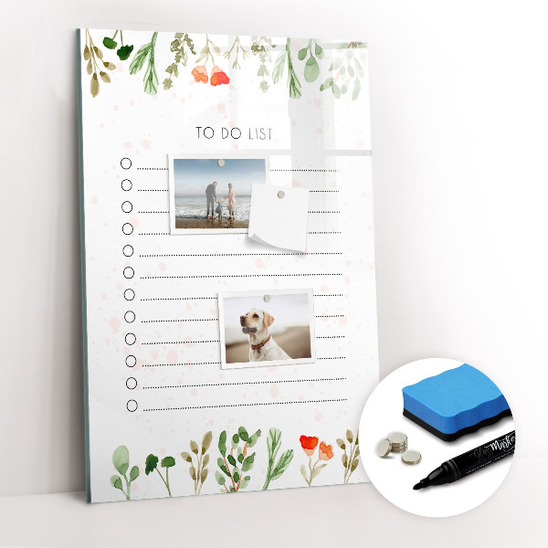 Mágneses tábla filctollal A mai lista