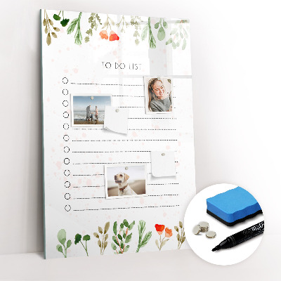 Mágneses tábla filctollal A mai lista