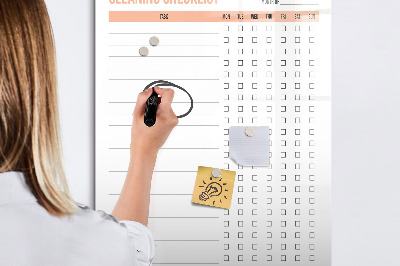 Mágneses tábla filctollal Tisztítási ellenőrző lista