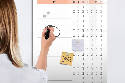 Mágneses tábla filctollal Tisztítási ellenőrző lista