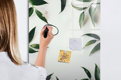 Mágneses tábla filctollal Keret zöld levelek