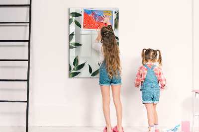 Mágneses tábla filctollal Keret zöld levelek