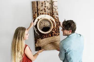 Mágneses fali tábla Egy csésze kávé mintával