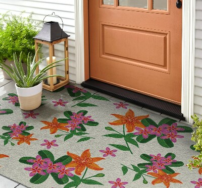 Kültéri szőnyegek az ajtó előtt Virágos motívum