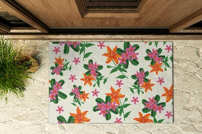 Kültéri szőnyegek az ajtó előtt Virágos motívum