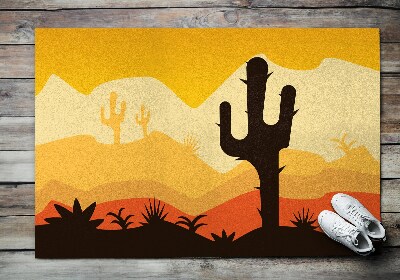 Kültéri lábtörlő az ajtó előtt Kaktusz a sivatagban