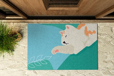 Kültéri szőnyegek az ajtó előtt Játékos cica