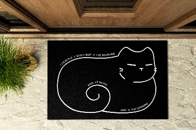 Kültéri szőnyegek az ajtó előtt Alvó cica