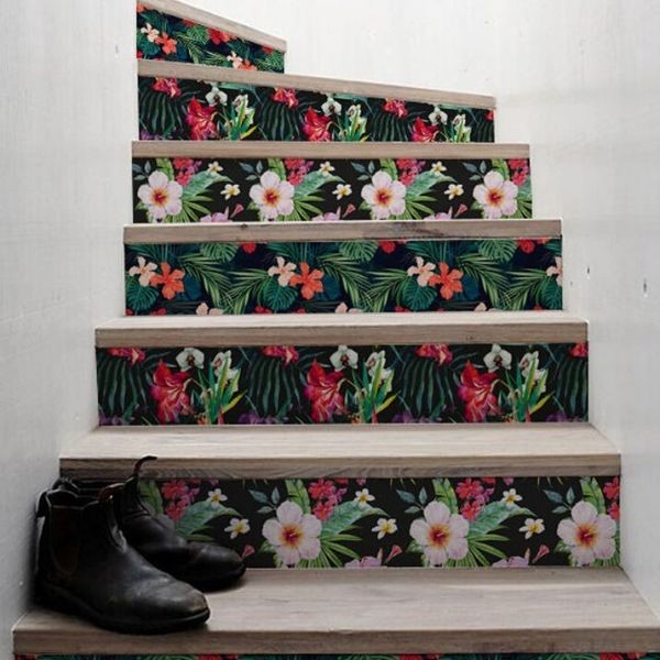 Virágmintás lépcső matricák 