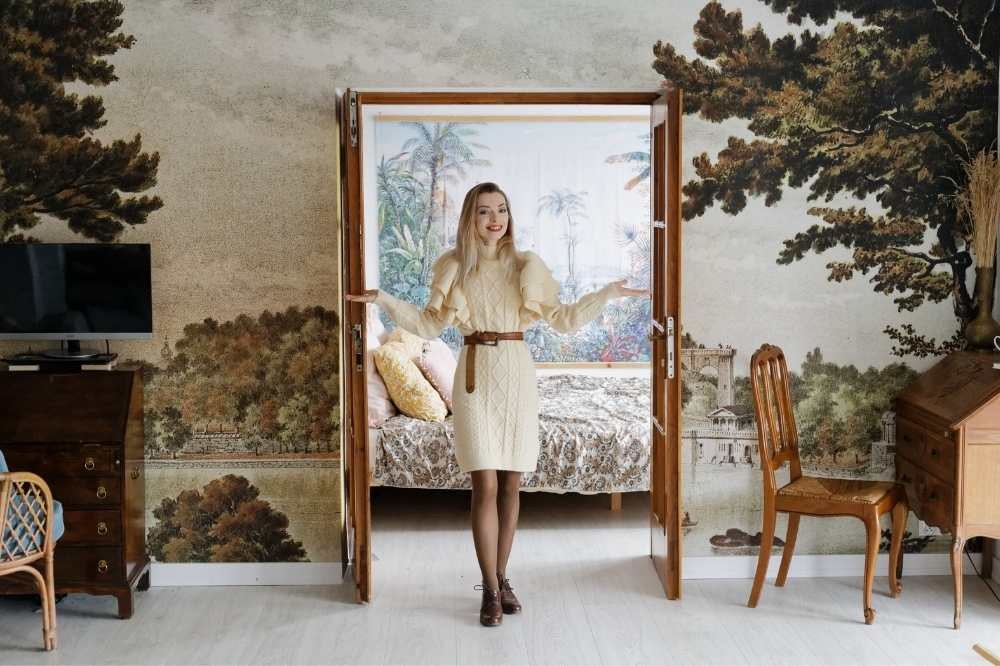 tapéta egy falra a nappaliba